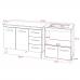 Balcão Armário Gabinete Bruna 118 cm Branco com Tampo Preto e Balcão Evelyn para Cooktop 4 Bocas Branco
