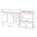 Balcão Armário Gabinete Bruna 118 cm com Tampo Tampão e Balcão Evelyn para Cooktop 5 Bocas Branco