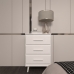 Cômoda Maya 3 Gavetas com Puxadores e Pés Retro Design Moderno Quarto Branco Mobília Decor