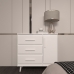 Cômoda Sapateira 3 Gavetas Maya com Puxadores e Pés Retro Design Moderno Quarto Branco Mobília Decor
