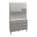 Cozinha Compacta Vivian 120cm 5 Portas 3 Gavetas Armário Aéreo e Balcão Branco