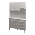 Cozinha Compacta Vivian 120cm 5 Portas 3 Gavetas Armário Aéreo e Balcão Branco