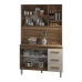 Cozinha Compacta Vivian 120cm 5 Portas 3 Gavetas Armário Aéreo e Balcão Savana Off White