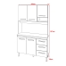 Cozinha Compacta Vivian 120cm 5 Portas 3 Gavetas Armário Aéreo e Balcão Savana Off White