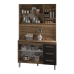 Cozinha Compacta Vivian 120cm 5 Portas 3 Gavetas Armário Aéreo e Balcão Savana Preto