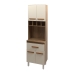 Armário Paneleiro Vivian com Adega 4 Portas 1 Gaveta Cozinha Compacta Savana Off White