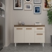 Balcão de Cozinha 3 Portas 2 Gavetas Armário Multiuso Vivian Cor Savana Off White