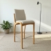 Banqueta Aura Alta Madeira Maciça E Linho 28 Areia Design Moderno Conforto Com Apoio Para Pés Mobília Decor