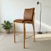 Banqueta Aura Alta Madeira Maciça E Courino Marrom Design Moderno Conforto Com Apoio Para Pés Mobília Decor