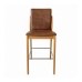 Banqueta Aura Alta Madeira Maciça E Courino Marrom Design Moderno Conforto Com Apoio Para Pés Mobília Decor