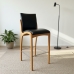 Banqueta Aura Alta Madeira Maciça E Courino Preto Design Moderno Conforto Com Apoio Para Pés Mobília Decor