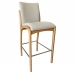 Kit 2 Banqueta Aura Alta Madeira Maciça E Linho 25 Bege Design Moderno Conforto Com Apoio Para Pés Mobília Decor