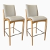 Kit 2 Banqueta Aura Alta Madeira Maciça E Linho 25 Bege Design Moderno Conforto Com Apoio Para Pés Mobília Decor