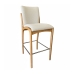 Kit 2 Banqueta Aura Alta Madeira Maciça E Linho 28 Areia Design Moderno Conforto Com Apoio Para Pés Mobília Decor