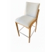 Kit 2 Banqueta Aura Alta Madeira Maciça E Linho 28 Areia Design Moderno Conforto Com Apoio Para Pés Mobília Decor