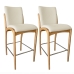 Kit 2 Banqueta Aura Alta Madeira Maciça E Courino Branco Design Moderno Conforto Com Apoio Para Pés Mobília Decor