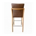 Kit 2 Banqueta Aura Alta Madeira Maciça E Courino Marrom Design Moderno Conforto Com Apoio Para Pés Mobília Decor