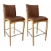 Kit 2 Banqueta Aura Alta Madeira Maciça E Courino Marrom Design Moderno Conforto Com Apoio Para Pés Mobília Decor