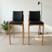 Kit 2 Banqueta Aura Alta Madeira Maciça E Courino Preto Design Moderno Conforto Com Apoio Para Pés Mobília Decor