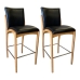 Kit 2 Banqueta Aura Alta Madeira Maciça E Courino Preto Design Moderno Conforto Com Apoio Para Pés Mobília Decor