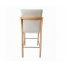 Kit 4 Banqueta Aura Alta Madeira Maciça E Linho 25 Bege Design Moderno Conforto Com Apoio Para Pés Mobília Decor
