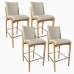 Kit 4 Banqueta Aura Alta Madeira Maciça E Linho 25 Bege Design Moderno Conforto Com Apoio Para Pés Mobília Decor