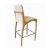 Kit 4 Banqueta Aura Alta Madeira Maciça E Linho 28 Areia Design Moderno Conforto Com Apoio Para Pés Mobília Decor
