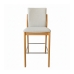 Kit 4 Banqueta Aura Alta Madeira Maciça E Linho 28 Areia Design Moderno Conforto Com Apoio Para Pés Mobília Decor