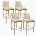 Kit 4 Banqueta Aura Alta Madeira Maciça E Linho 28 Areia Design Moderno Conforto Com Apoio Para Pés Mobília Decor