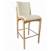 Kit 4 Banqueta Aura Alta Madeira Maciça E Courino Branco Design Moderno Conforto Com Apoio Para Pés Mobília Decor