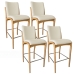 Kit 4 Banqueta Aura Alta Madeira Maciça E Courino Branco Design Moderno Conforto Com Apoio Para Pés Mobília Decor