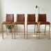 Kit 4 Banqueta Aura Alta Madeira Maciça E Courino Marrom Design Moderno Conforto Com Apoio Para Pés Mobília Decor