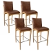 Kit 4 Banqueta Aura Alta Madeira Maciça E Courino Marrom Design Moderno Conforto Com Apoio Para Pés Mobília Decor