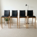 Kit 4 Banqueta Aura Alta Madeira Maciça E Courino Preto Design Moderno Conforto Com Apoio Para Pés Mobília Decor