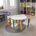Mesa Infantil Lápis Coloridos Redonda Tampo Branco Pés Temáticos Quarto Menina Menino Mobília Decor