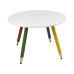 Kit 4 Cadeiras e Mesa Infantil Lápis Coloridos Redonda Tampo Branco Pés Temáticos Quarto Menina Menino Mobília Decor