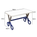 Mesa Infantil Tesoura Azul Tampo Branco Retangular Base Temática para Estudos e Desenhos Mobília Decor