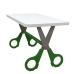 Mesa Infantil Tesoura Verde Tampo Branco Retangular Base Temática para Estudos e Desenhos Mobília Decor