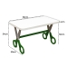 Mesa Infantil Tesoura Verde Tampo Branco Retangular Base Temática para Estudos e Desenhos Mobília Decor