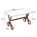Mesa Infantil Tesoura Vermelho Tampo Branco Retangular Base Temática para Estudos e Desenhos Mobília Decor