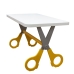 Mesa Infantil Tesoura Amarelo Tampo Branco Retangular Base Temática para Estudos e Desenhos Mobília Decor