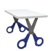 Kit 2 Cadeiras e Mesa Infantil Tesoura Azul Tampo Branco Retangular Base Temática para Estudos e Desenhos Mobília Decor