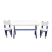 Kit 2 Cadeiras e Mesa Infantil Tesoura Azul Tampo Branco Retangular Base Temática para Estudos e Desenhos Mobília Decor