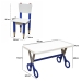 Kit 2 Cadeiras e Mesa Infantil Tesoura Azul Tampo Branco Retangular Base Temática para Estudos e Desenhos Mobília Decor
