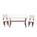Kit 2 Cadeiras Mesa Infantil Tesoura Vermelho Tampo Branco Retangular Base Temática para Estudos Desenhos Mobília Decor
