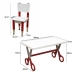 Kit 2 Cadeiras Mesa Infantil Tesoura Vermelho Tampo Branco Retangular Base Temática para Estudos Desenhos Mobília Decor