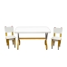 Kit 2 Cadeiras Mesa Infantil Tesoura Amarelo Tampo Branco Retangular Base Temática para Estudos e Desenhos Mobília Decor