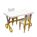 Kit 2 Cadeiras Mesa Infantil Tesoura Amarelo Tampo Branco Retangular Base Temática para Estudos e Desenhos Mobília Decor