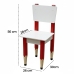 Kit 2 Cadeiras Cadeira Infantil Lápis Vermelho Assento e Encosto Brancos Para Estudos e Desenhos Mobília Decor
