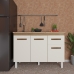 Balcão Armário Gabinete Para Pia de Cozinha 118 cm Aline 3 Portas e 1 Gaveta Savana Off White